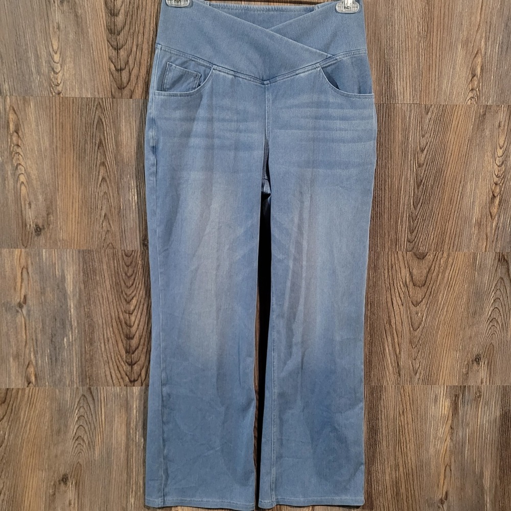 Halara Flex Crossover Waist Straight Jeans Lx29 Light Wash Stretch Tummy Control